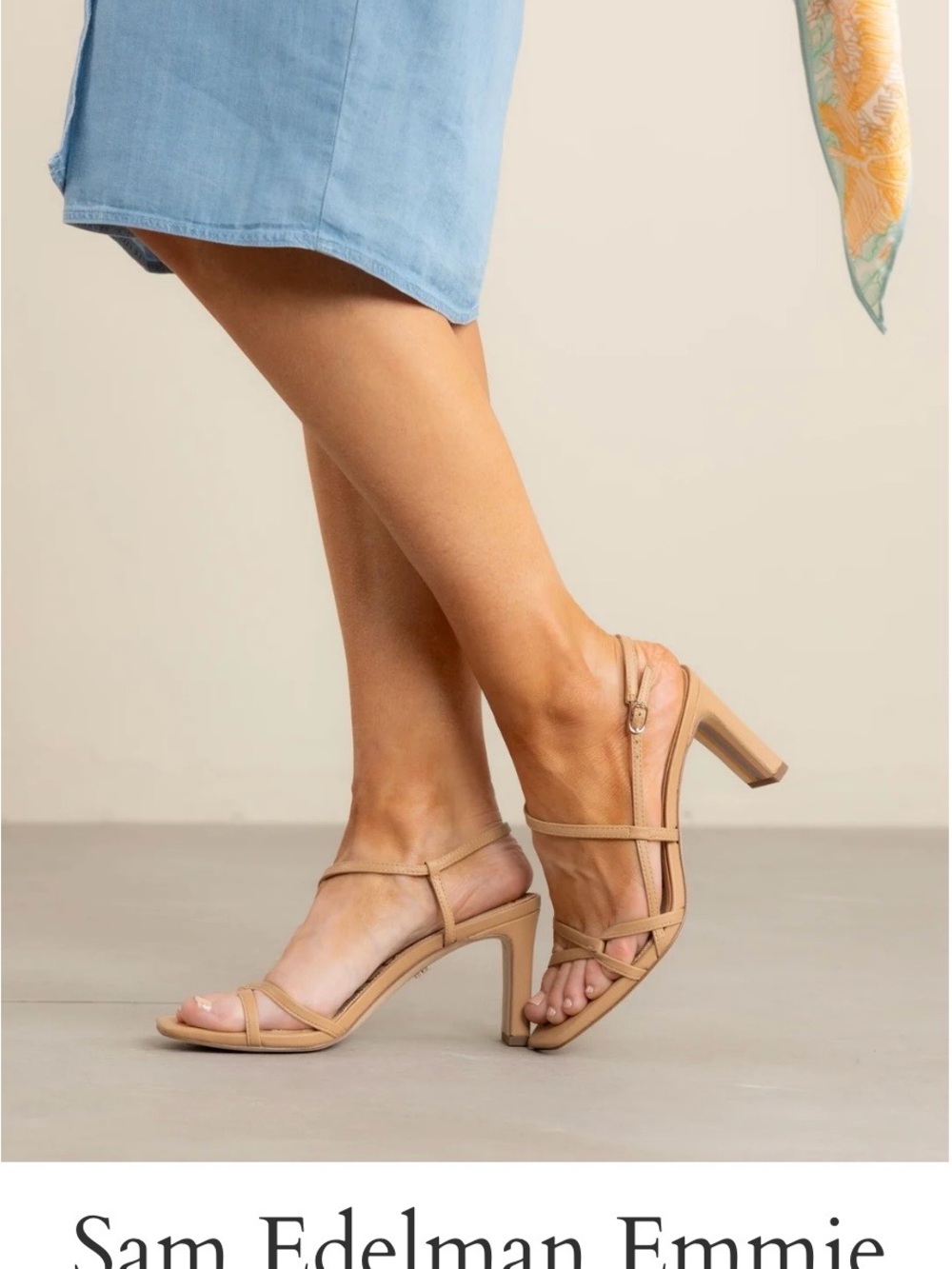 Sam Edelman Emmie Beige Strappy Block Heel Sandals - Picture 2 of 7